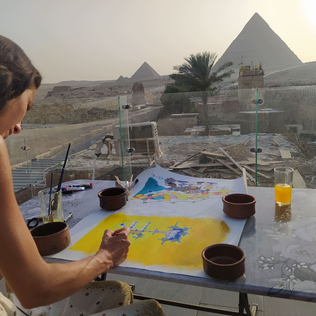 Painting at the Pyramids of Giza